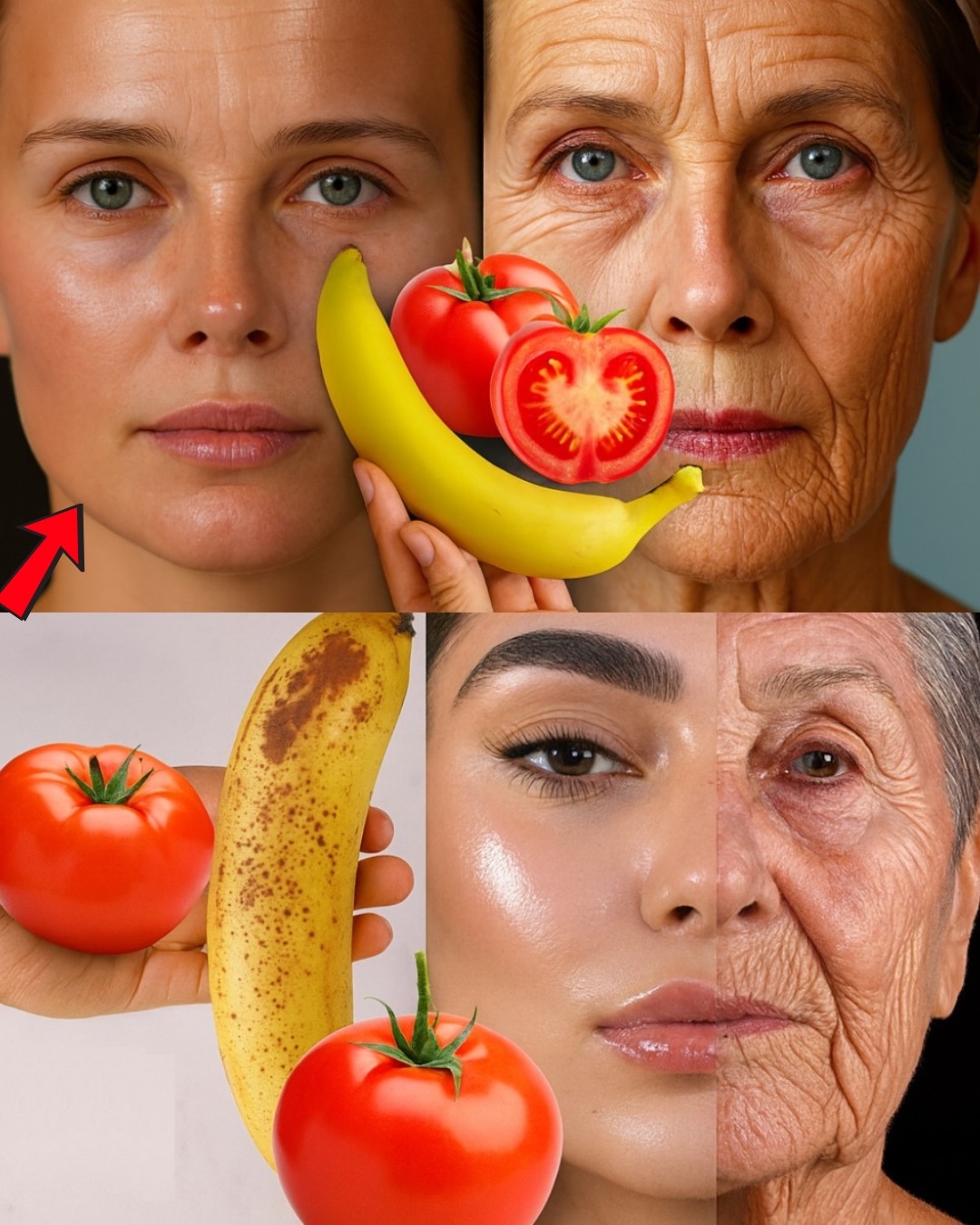 Comparación de rostros con frutas y verduras