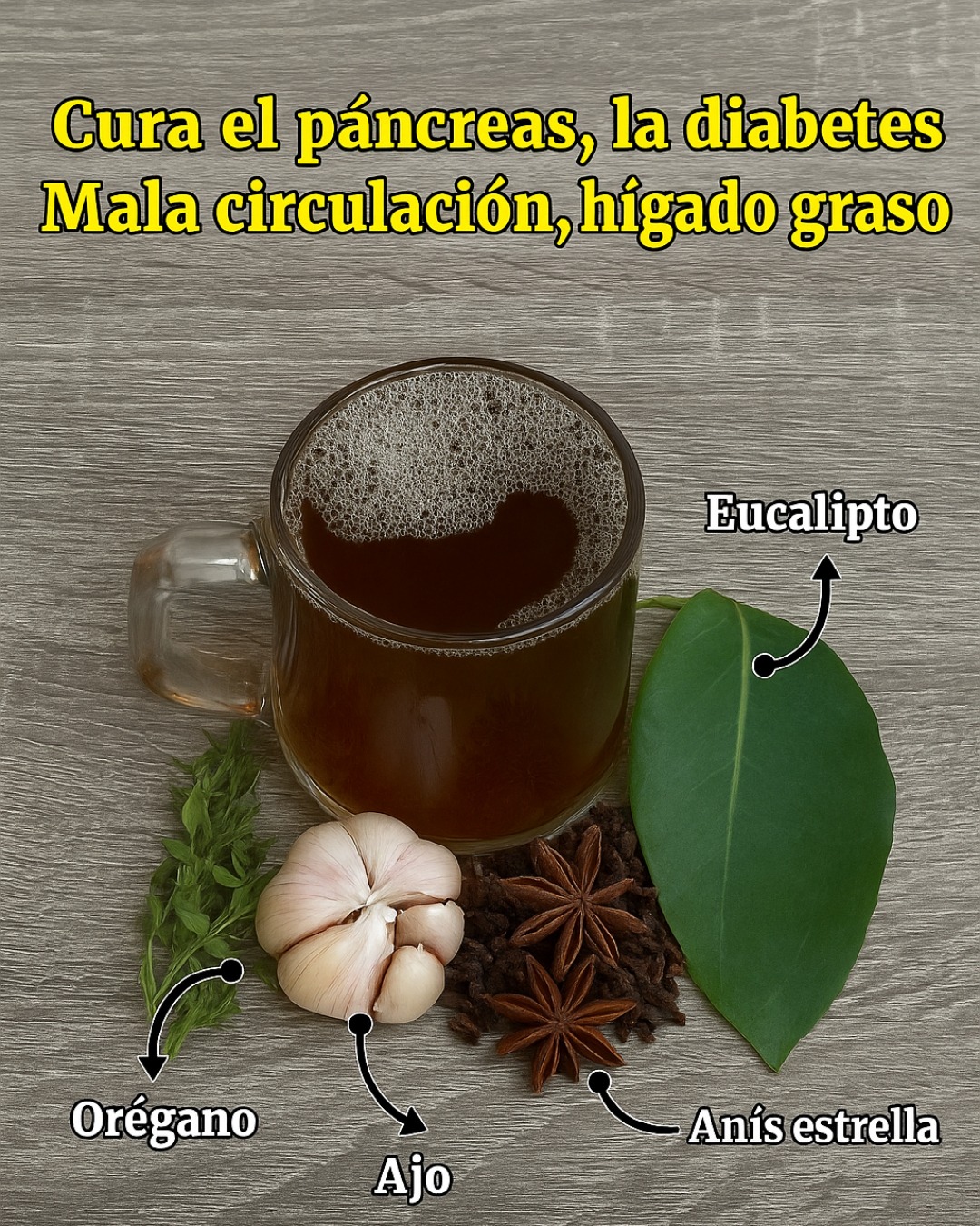 Té natural de eucalipto, orégano, ajo y anís estrellado