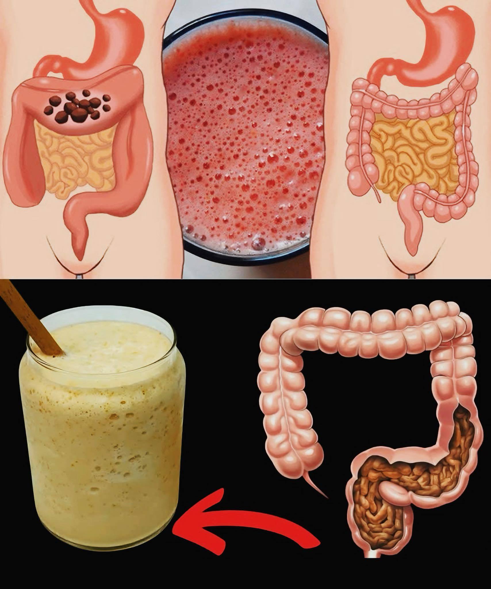 Comparación del sistema digestivo antes y después de consumir el jugo de jengibre, manzana y limón