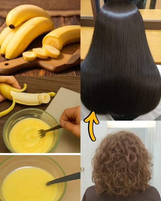 Proceso de cuidado capilar con plátano